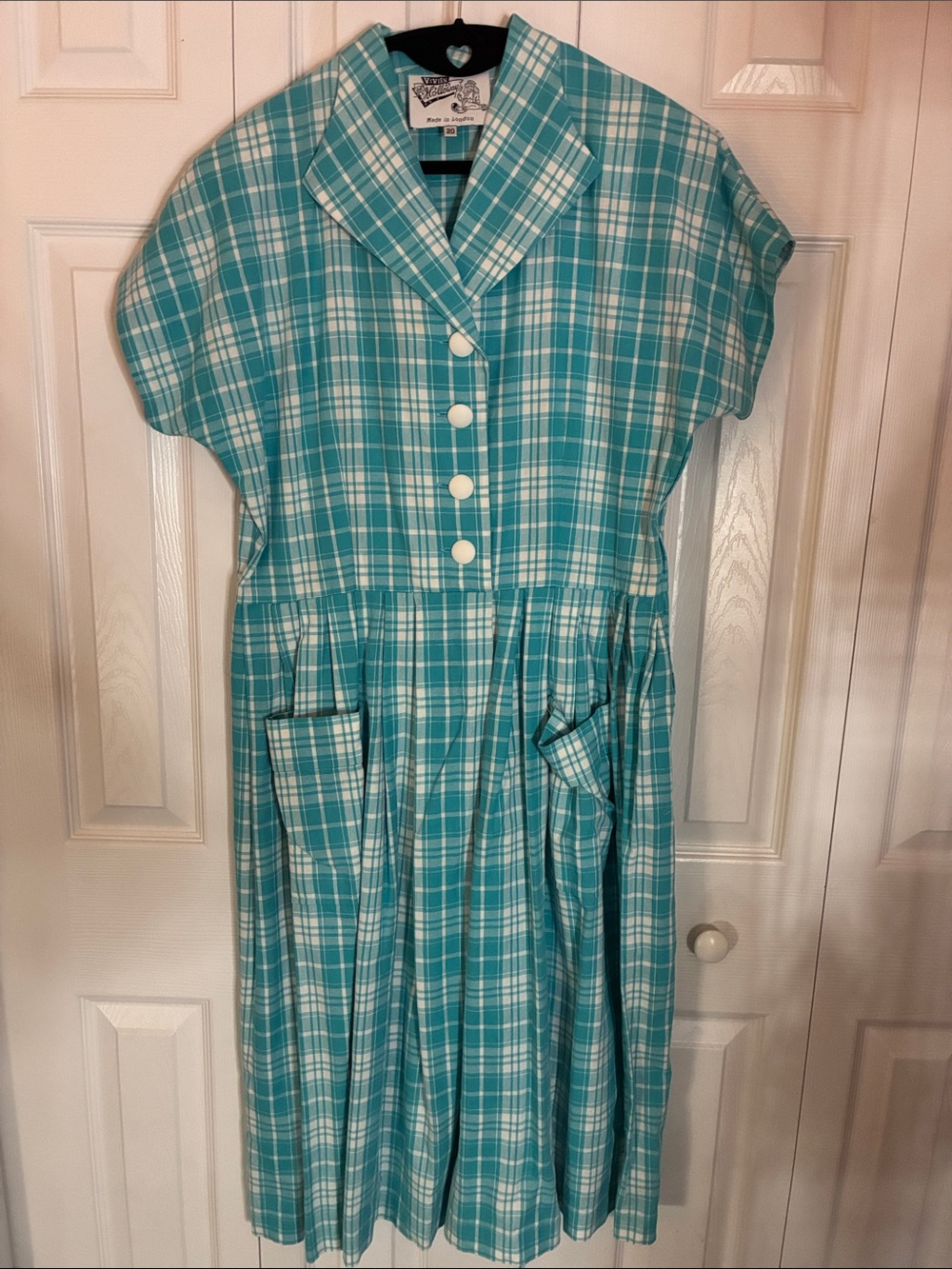 Vintage-style Vivien of Holloway Sz 20 Kitty dress Plaid cotton